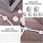 Cable Management Box, 2 Pack Large & Medium Cable Organizer Box with 17 PCS Cable Management Set, Cord Organizer Box to Hide Surge Protector on Desk or Floor (White)