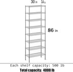 Regal Altair 14" Deep x 30" Wide x 86" Height Wire Shelving Kit | 8-Tier | NSF Commercial Storage Rack Unit