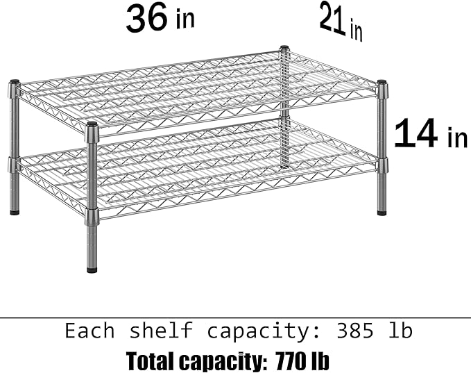 Regal Altair 21" Deep x 36" Wide x 14" Height Wire Shelving Kit | 2-Tier | NSF Commercial Storage Rack Unit