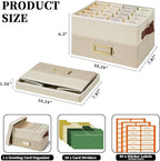 Vienrose Greeting Card Organizer Box with 20 Removable Dividers, 84 Self-Adhesive Labels, Foldable Storage Box Great for Greeting Cards, Photos, Envelopes, Stickers, Postcards Beige&Khaki
