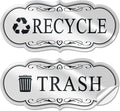 ASAVI Trash & Recycle Stickers – 2-Pack Self-Adhesive Vinyl Labels, Waterproof & Durable (White, Medium 6.3 x 2.7 inches)