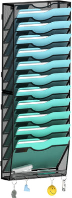 Gawerk 13-Tier Wall File Organizer Hanging Wall File Holder Wall Mount Paper Folder Organize