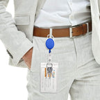 Fushing 20Pcs Retractable ID Badge Holders ID Badge Reels with Clip Retractable Badge Holders for Office Worker Doctor Nurse (Blue)