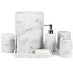 YMXYJM Modern Resin Trash Can Bin, Wastebasket for Bathroom, Kitchen, Office, Home, Marble White