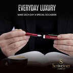 Scriveiner Personalized Luxury EDC Fountain Pen (Medium), Stunning Matt Red Pocket Pen, Chrome Finish, Schmidt German Nib, Best Engraved Fountain Pen Gift Set for Men & Women, Name Engraving