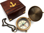 US HANDICRAFTS Listen to Your Heart Engraved Brass Compass | Portable Sentimental Son Birthday, Graduation, Confirmation Gift | Pocket Compass with Wooden Case with Case