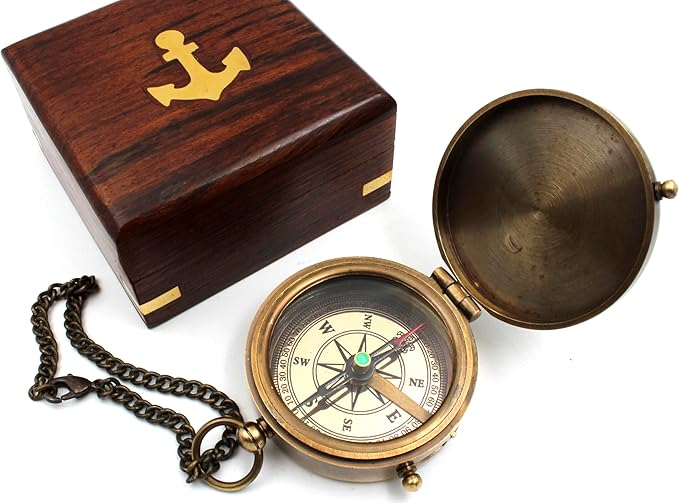Be Strong and Courageous, Do Not Be Afraid Brass Engraved Compass with Stamped Wooden Case – Inspirational Birthday, Confirmation, and Baptism Gifts