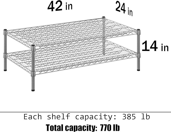 Regal Altair 24" Deep x 42" Wide x 14" Height Wire Shelving Kit | 2-Tier | NSF Commercial Storage Rack Unit