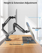 MOUNTUP Dual Monitor Mount Holds 4.4-26.5lbs, Heavy Duty Monitors Arm for 39 37 34 32 27inch,Double Monitor Stand for 2 Monitor, Height Adjustable Monitors Desk Mount with C-Clamp＆Grommet Base
