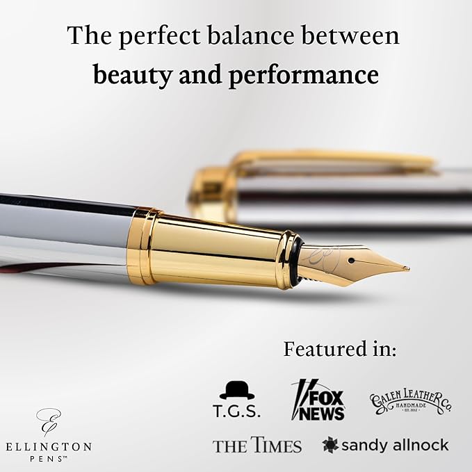 Ellington Pens Luxury Fountain Pen Set - Smooth Fine Nib - Includes 3 Ink Cartridges, Refillable Ink Converter, Gift Box - Fountain Pens For Writing, Calligraphy, Journaling (The Presidential Oath)