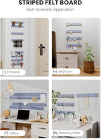 Fluxynara Cork Board Alternative Felt Strip Board 8-Pack 13"x2", Office Pin Board with 50 Push Pins, Adhesive Install for Bedroom Door & Home Office(Soft Periwinkle)