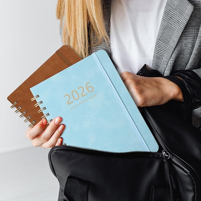 2026 Planner - Weekly and Monthly Planner 2026, Jan 2026 - Dec 2026, 6.4" x 8.5", Daily Planner Calendar Planner with Monthly Tabs, Elastic Closure, Pocket, Notes, Faux Leather Cover Yearly Agenda(Blue)