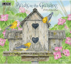 Lang Birds in the Garden 2026 Wall Calendar – 12-Month Calendar with Stapled Binding, Linen-Embossed Backyard Bird & Garden Artwork by Jane Shasky, 13.4" × 12"