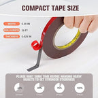 Double Sided Tape, Heavy Duty Mounting Tape Waterproof Foam Tape, 32FT Length, 0.39IN Width for LED Strip Lights, Home/ Office Decor, Made of 3M VHB Tape