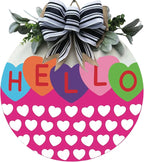 Wood front door sign Wood sign Home decor Welcome sign Sign for front door House warming gift Wedding gift (Hello Hearts(UV018), 18" Width)