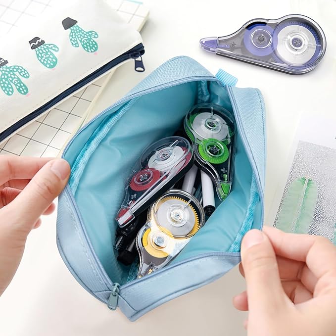 JEFURE 4 Pcs Colorful Correction Tape, 39.4 Ft White Wrong Out Tear-Resistant Bulk, Instant Corrections Easy To Use Applicator for School, Office, Note Taking, Journal (Tape Width 0.2 in, Clear)