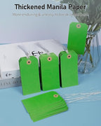 Uniclife 100 Pcs Green Blank Shipping Tags with Wire Attached 4.7 Inch Paper Tags Hang Tag with Reinforced Eyelet Large Marking Label Writable Price Inventory Label Tag, 4.7" x 2 3/8"