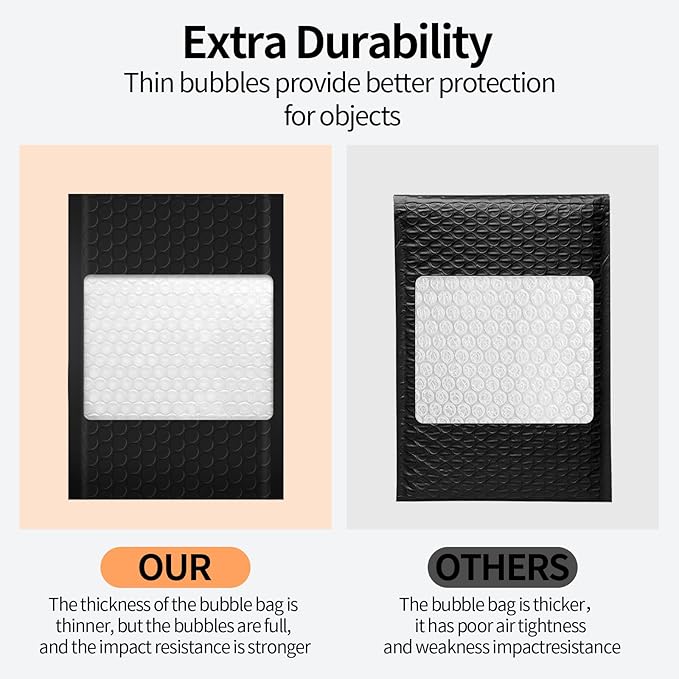 Alilmein 4×8" Inch Bubble Mailers 50 Pack Small Bubble Mailers Waterproof Padded Envelopes Self Seal Adhesive Shipping Bags for Mailing Cards Jewelry Makeup and Small Business Packaging