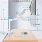GUZHIKU Monitor Arm for 17 to 60 inch, Hold 44 lbs, Fully Adjustable Heavy Duty Desk Mount, Monitor Stand Fit 57 55 49", Ultrawide Monitors Bracket Clamp/Grommet Base VESA 75x75/100x100 (White)