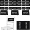 24 Pcs Reserved Seating Signs Reserved Chair Sign Printed Placeholder for Church Pew, Wedding, Party Events (Black, 24 Pcs)