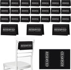 24 Pcs Reserved Seating Signs Reserved Chair Sign Printed Placeholder for Church Pew, Wedding, Party Events (Black, 24 Pcs)