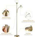 Floor Lamp, Dimmable Standing lamp, Stepless Dimming Brightness, Included 9W and 5W LED Bulbs, Industrial Floor Lamp for Living Room, Bedroom, Office, Reading