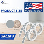 Perco Grey 1-Inch Round Circle Dot Sticker Labels - Multi-Roll Pack (3 Rolls, 1,000 Labels Each) - Permanent Adhesive, Vibrant Colors, Strong Hold - Perforated for Easy Use - Made in USA