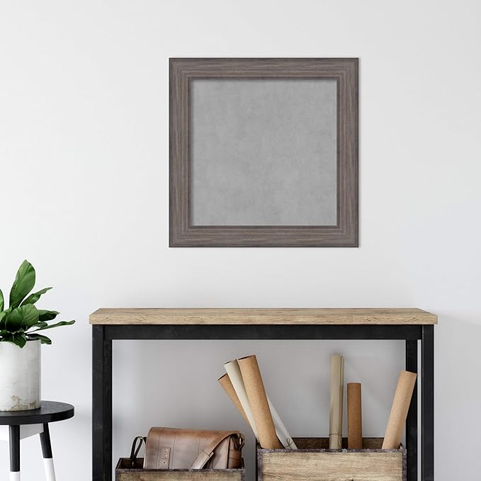 Amanti Art Grey Framed Magnetic Board 25x25 Medium Vision Board for use with Magnets, 100% Metal Sheet to Display Items as Office Decor or for Home Organization in mudroom, Kitchen or Kids Room