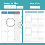 IN-LUXPRO Daily Planner 2026 with One Page Per Day,(A5-8.5" x 5.9"),12 Months Calendar Hourly Appointment Book Monthly Tabs & Self-adhesive Pen Holder,Inner Pocket, Vegan Leather Hardback,Light Blue