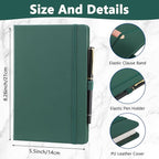 Laumoi 28 Pack PU Leather Lined Notebook Journal Bulk A5 Hardcover Notebook College Ruled 5.5 x 8.2 Inch Journal with Pen Holder for School Business Work Writing(Green,Simple)