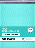 Teal 12.5x19.5 Inch Large Poly Bubble Mailers #6 | Padded Envelopes with Self Seal | Air Lined Cushioned Bubble Mailer | Usable Size 12.5x15 | 50 Pack Bulk | Lightweight shipping Bags