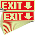 iSYFIX Exit Stickers Signs with Directional Down Arrow 12 Pack 12x4 Inch - Glow in the Dark Photoluminescent Vinyl for Office, School, Business, Warehouse - UV & Weather Resistant for Indoor/Outdoor Use