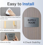 WAITING ROOM Signs with Raised Text & Grade 2 Braille, Brushed Aluminum/Silver Finish Easy Install with Double-Sided Tape, ADA Compliant Storage Room Door Sign for Businesses & Offices