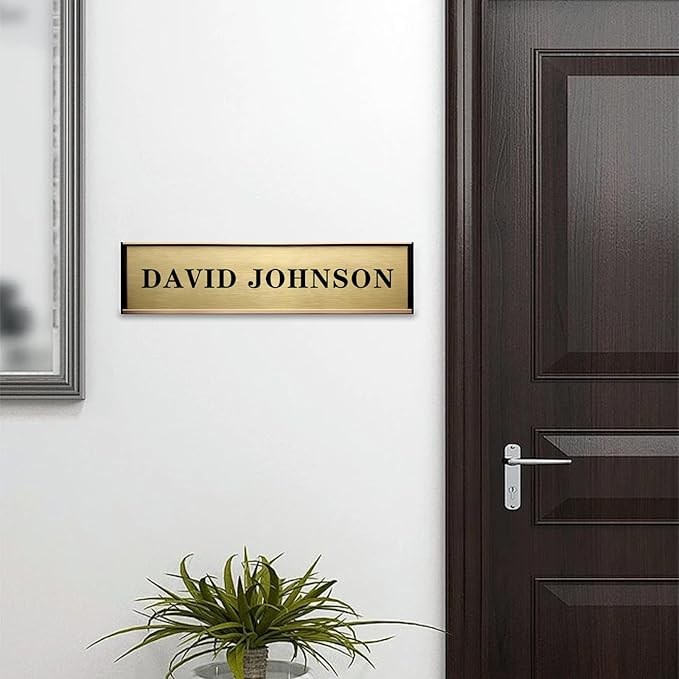 SINKAA Personalized Name Plate for Door or Wall, 2 x 8 inch Custom Office Aluminum Door Name Plates with Two Lines Custom Text, Office Gifts for Coworkers Boss Teacher, Employee Appreciation Gifts