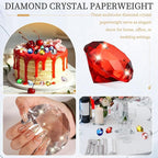 PATIKIL 5 Pcs Diamond Crystal Paperweight, 40mm / 1.57 Inch Crystal Paperweight Paper Weight for Home Office Desktop Table Decor Wedding Party Jewelry Ornaments, Red