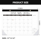 2026 Desk Calendar, 18 Monthly Calendar Runs from January 2026 to June 2027, Large 17" X 12" Desktop/Wall Calendars Easy Scheduling & Notes, Ideal for School, Home and Office - Classic Black