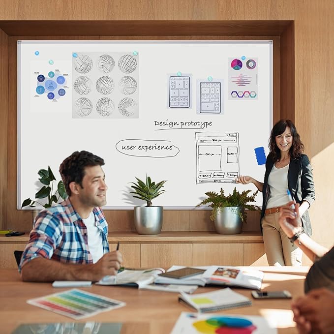Maxtek White Board Dry Erase 72 x 48, Magnetic Dry Erase Whiteboard for Wall 6' x 4' Wall-Mounted Aluminum Frame Versatile Presentation Marker Board with a Long Pen Tray for Classroom, Office & Home