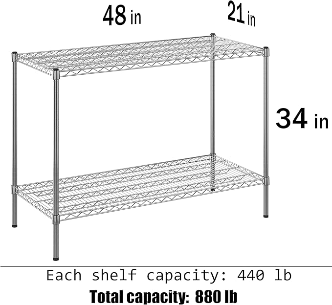 Regal Altair 21" Deep x 48" Wide x 34" Height Wire Shelving Kit | 2-Tier | NSF Commercial Storage Rack Unit