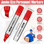 Fuutreo 32 Pcs Jumbo Permanent Markers Bulk Large Chisel Tip Permanent Markers Waterproof Jumbo Pens Quick Drying Office Supplies(Red)