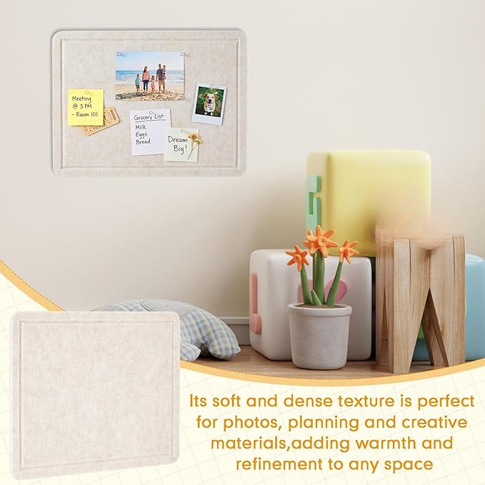 Maitys 6 Pack Felt Bulletin Board, 16x12 Inch Decorative Felt Pin Board with Self Adhesive and 60 Push pins, Foldable Fabric Cork Boards for Wall Decor, Office, Classroom, Dorm Room Organization