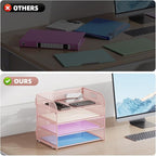 Marbrasse 2 Pack 4 Tier Paper Organizer Letter Tray - Mesh Desk File Organizer with Handle, Paper Sorter Organizer for Letter/A4 Office File Folder Holder (Pink, 12.6" x 9.1" x 10.7")