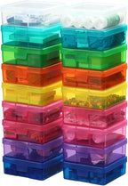 novelinks Stackable Plastic Clear Storage Box Containers with Latching Lid - Art Craft Supply Organizer Storage Containers for Pencil Box, Crayon, Beads, Jewelry (18 Pack Small -Color)