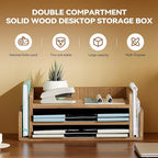 KIRIGEN Wood Desk Organizer 5 Trays - Desktop Document Letter Tray for Folders, Mail,File -Nature 3-Tier Office Mail Sorter Organizer Rack/Telephone Stand/Document Holder Dark Brown(2TP-DBR)