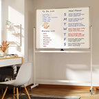 Neatsure Large Rolling Whiteboard on Wheels, 48" x 36" Double-Sided Mobile White Board with Stand, 4' x 3' Portable Standing Magnetic Dry Erase Board Easel for Home Office Classroom School, Silver