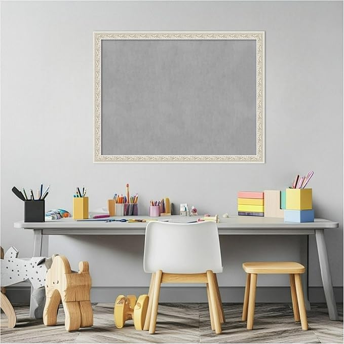 Amanti Art Silver Framed Magnetic Board 20x26 Medium Vision Board for use with Magnets, 100% Metal Sheet to Display Items as Office Decor or for Home Organization in mudroom, Kitchen or Kids Room