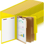 Skyygemm 48 Pcs Classification Folders Letter Size, 3 Divider Pressboard File Folder with Fasteners, Expanding File Organizer Bulk for School Teachers, Office Employee, Coworker, Staff (Yellow)
