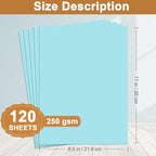 Silunkia 120 Sheets Light Blue Cardstock 8.5 x 11 Craft Paper, 250gsm/92lb Heavyweight Paper Card stock for DIY Cards Making, Wedding Invitations, Birthday Decorations, Menus