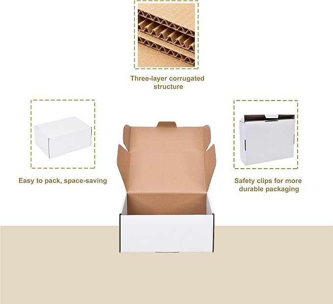 WINHPH 12x9x4 Inches Shipping Boxes Set of 20,White Corrugated Cardboard Box Literature Mailer for Small Business, Literature Mailer Box Packaging Supplies
