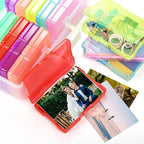 Haundry Photo Storage Box with 16 Inner 4" x 6" Photo Case, Portable Storage Organizer with Handle Craft Keeper for Picture, Stickers, Stamps, Screws, Hair Clips, Colored