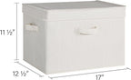 StorageWorks Closet Storage Bin with Lids, Decorative Storage Boxes with Handles, Fabric Storage Bins for Clothes, Jumbo, Mixing of Beige, White & Ivory, 2-Pack